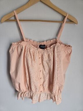 New GIGIO Soft Peach Eyelet Cotton Top